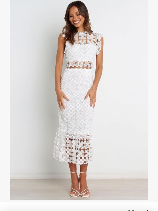 Petal & Pup Dresses & Skirts - Petal & Pup White Floral Lace Midi Dress